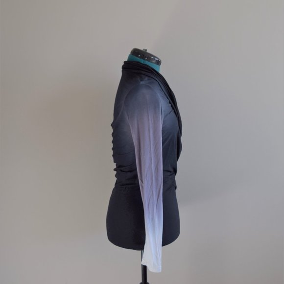 Long Sleeve Knotted Wrap Ombre Top Sweater - Picture 3 of 6